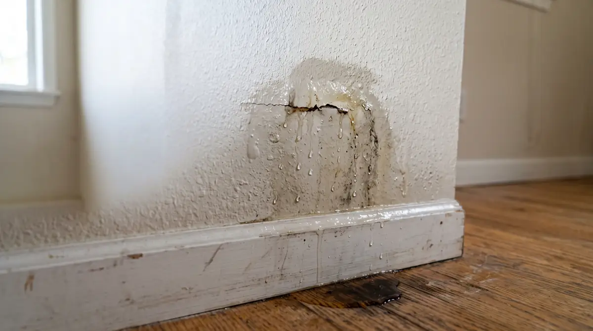 Visible wall water damage can be a sign of a hidden plumbing leak in a Medford, OR home.